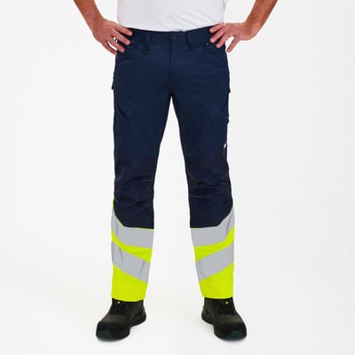 Engel Safety werkbroek met 2-weg stretch 2546-314 - Blue Ink / Hi-vis Yellow - 25