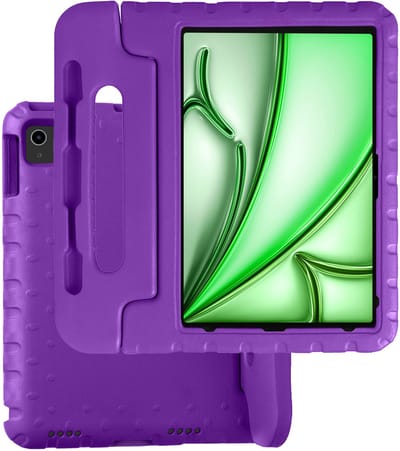 Hoesje Geschikt voor Apple iPad Air M3/M4 (2025/2026) - 13 inch - Kinderhoes Shockproof Bumper - Kidsproof Case - Tablet Hoes - Kinder Hoes Cover - Paars