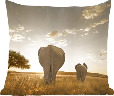 Sierkussens - Kussentjes Woonkamer - 60x60 cm - Olifant - Zon - Safari