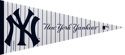 USArticlesEU - Honkbal - MLB - Vaantje - New York Yankees - Baseball - Pennant - Wit/Blauw - Streepjes yankees - Streepmotief yankee - 31 x 72 cm