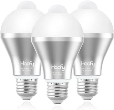 Set van 3 Slimme LED Bewegingssensor Lampen 9W E27 Koel Wit - Automatisch Aan/Uit voor Binnen en Buiten