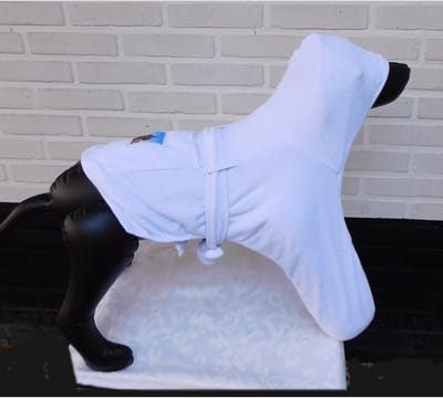 Hetty'S - Witte badjas/ handdoek voor honden - Met Hoodie- Leuke applicatie - Maat S-M