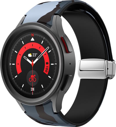 Strap-it Smartwatch bandje - Grey Camo magnetisch siliconen bandje geschikt voor Samsung Galaxy Watch 7 (40 & 44mm) / Galaxy Watch 6 (Classic) / Galaxy Watch 5 / Galaxy Watch 5 Pro / Galaxy Watch 4 / Galaxy Watch 4 Classic / Watch FE