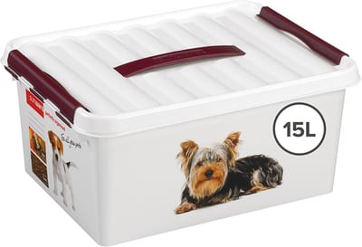 Sunware Q-line huisdieren opbergbox 15L - 40x30x18 cm – Wit/Rood