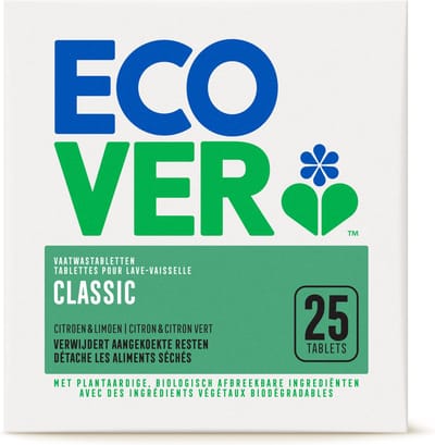 Ecover Vaatwastabletten Voordeelverpakking CLASSIC 300 Stuks -Jaarbox - Verwijdert Aangekoekte Resten