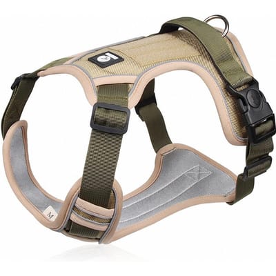 Hondentuig zonder trekken Reflecterend Duurzaam Huisdier Tuig Vest met Controlehandvat voor Middelgrote Grote Honden Wandelen Trainings Tuigen S gray