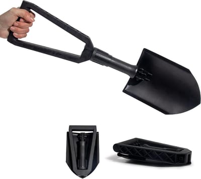 Multifunctionele klapschop van 58 cm van sterk koolstofstaal voor tuinieren, camping en sneeuwruimen met handige tas en haken