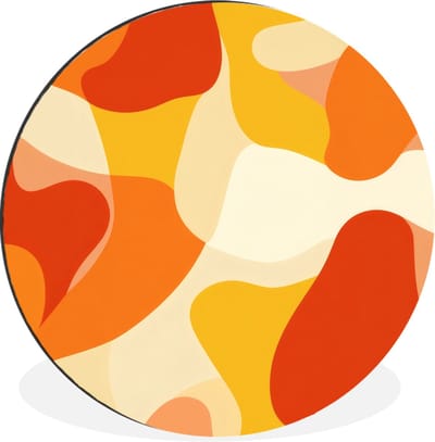 WallCircle - Wandcirkel - Muurcirkel - Abstract - Vormen - Oranje - Aluminium - Dibond - 30x30 cm - Binnen en Buiten
