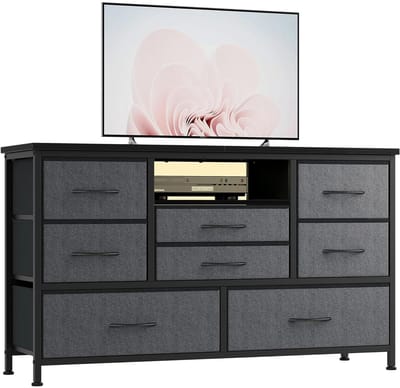 Geargalaxy TV-Meubel met 8 Laden - Televisiemeubel - Opbergkast - TV Dressoir - Mediameubel - Met LED Verlichting - Grijs