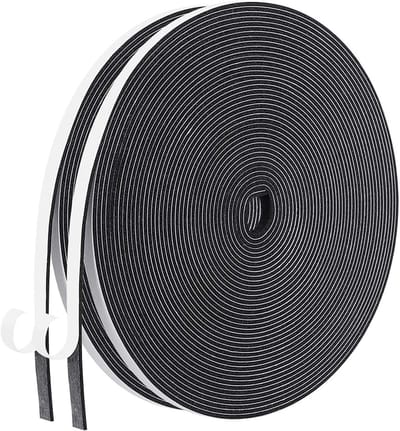 Zelfklevende Sealing Tape voor Deuren en Ramen - Geluidsisolatie, Rubber Dichtstrip, 6mm x 1.5mm x 20m (2 Rollen) voor Effectieve Toepassing