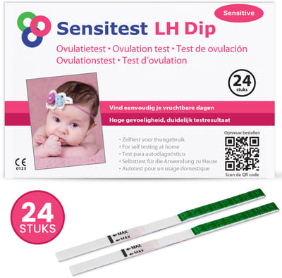 Sensitest Ovulatietest Dipstick Sensitive – 24 stuks – Extra gevoelige ovulatietesten – Vind tot wel 4 vruchtbare dagen – Inclusief ovulatiekalender & handleiding