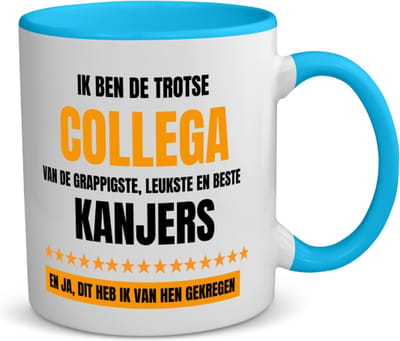 Akyol - trotse collega koffiemok - theemok - blauw - Collega - een collega - werk - afscheidscadeau - verjaardagscadeau - kado - 350 ML inhoud