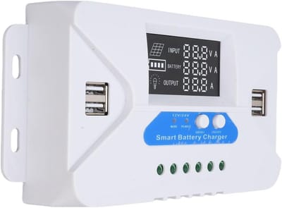 Zonne Laadregelaar - Intelligente Batterijlader - Off-Grid Systemen - LCD Scherm & 4 USB Poorten