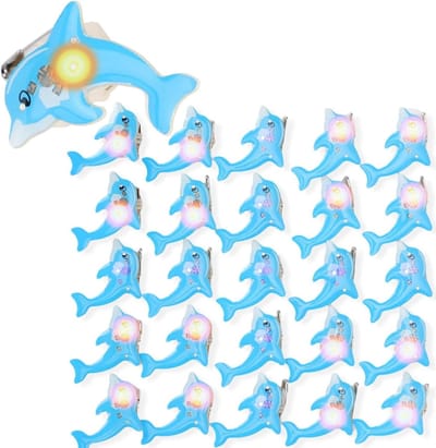 LED Dolphin Pins met Flitslicht - 25 Stuks Feestelijke Broches voor Kerst en Feestjes, Verlichte Accessoires en Decoratie
