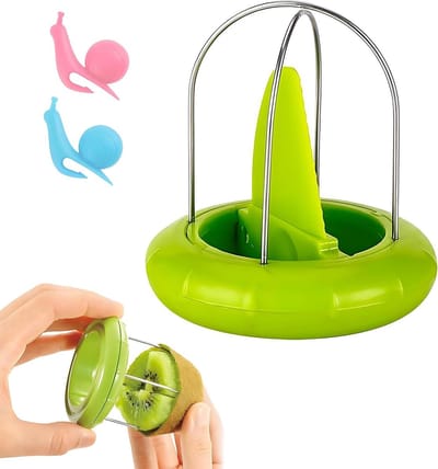 RVS groenteschiller en fruitontpitter met 2 silicone theezakjeshouders in slakkenvorm