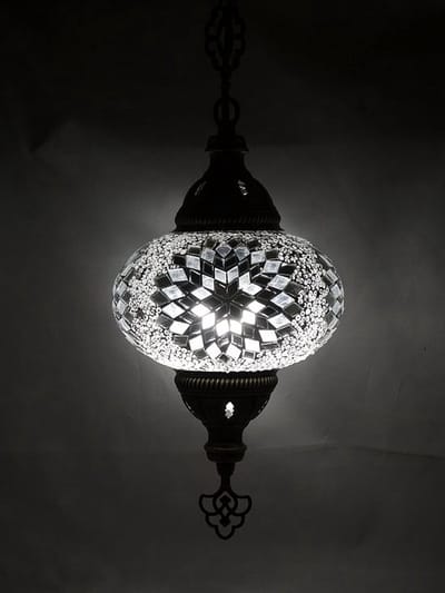 Oosterse lamp - hanglamp wit - 1 stuk - handgemaakt mozaïek glas
