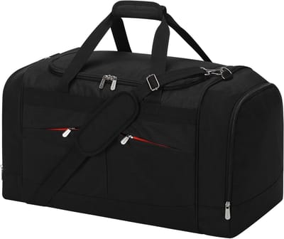 SnelShoppen - Sporttas voor heren groot, reistas met harde bodem, schoenenvak, zwarte duffle bag voor sport en reizen, ideaal voor gym en weekendje we