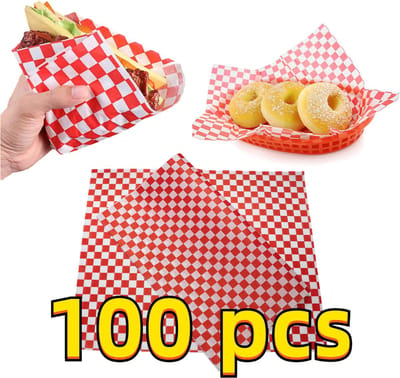 Rainbecom - 28 x 34 cm - 100 Stuks - Hamburger Vetvrij Papier - Duurzaam - Vocht en Vetbestendig - Papieren voor Sandwiches, Hamburgers, Snacks
