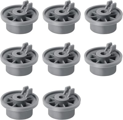 Vaatwasser Korf Wieltjes Set van 8 - Wiel Geschikt voor Onderkorf - 36 mm - Geschikt voor Bosch, Siemens, Neff, Electrolux, IKEA, Gaggenau & meer - Vaatwasser Rekwieltjes - Grijs