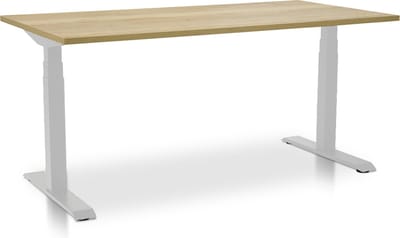 Zit-sta bureau elektrisch verstelbaar - MRC PRO-L 2.0 NEN-EN 527 | 120 x 80 cm | frame wit - blad robuust eiken | memory functie met 4 standen | 150kg draagvermogen