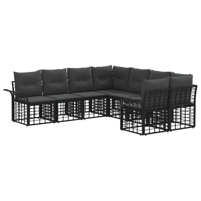 vidaXL - Buiten - bank - set - 8 - st - Zwart - en - Donker - Grijs - Polyester
