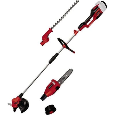 Einhell Accu Tuin-Multitool GE-LM 36/4in1 Li BL Solo - Power X-Change - 36 V/Li-Ion - Koolborstelloze motor - 4-functies: Kettingzaag/Heggenschaar/Trimmer met Mes en Trimmer met Draad - Excl. accu en lader