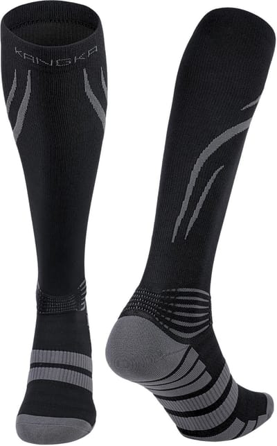 KANGKA® Max2108 Compressiekousen maat L/XL (40-43) met 20-30 mmHg - Compressie Sokken voor Hardlopen - Steunkousen - Sportsokken - Hardloopsokken - Steunkousen - Zwart