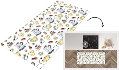 Keukenloper - Loper keuken - Patronen - Thee - Taart - High tea - 120x50 cm - Keukenloper vinyl
