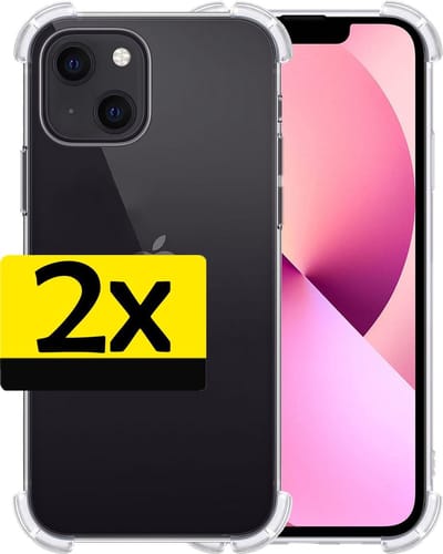 Hoesje - 2 Stuks - Geschikt voor Apple iPhone 13 Mini - Sterk & Shockproof - Siliconen Case - Back Cover - Telefoon Hoes Shock Proof - Telefoonhoesjes - Transparant