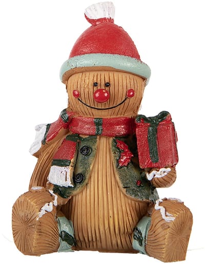 Clayre & Eef Kerstdecoratie Beeld Gingerbread man 7x5x9 cm Bruin Kunststof