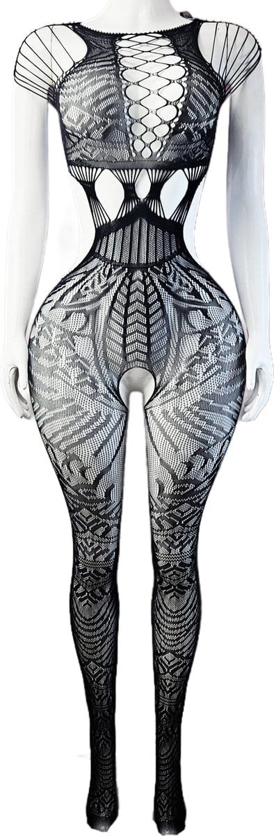 BamBella ® - Panty pak -Onesize - body suit - Dames - Onesize - Erotische jumpsuit van kant lingerie zwart