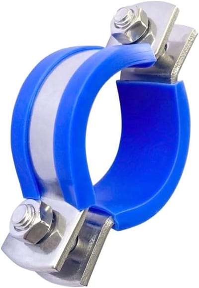 Greeploze buisklemmen, buissteunen, beugels, buisclips van 304 roestvrij staal, geschikt voor ronde buizen, flexibele slangen en afvoersystemen, met een buisdiameter van 32 mm - Blauw