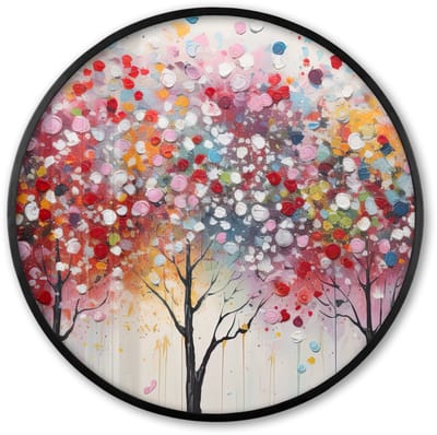 Poster in lijst Rond - Fotolijst 60x60 cm - Posters - Kunst - Bomen - Natuur - Acryl - Ronde posterlijst zwart - Decoratie - Wanddecoratie woonkamer - Muurdecoratie slaapkamer