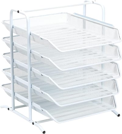5-Layer A4 Mesh In Tray Desk Organizer - Documentenhouder voor Kantoor, Papieren Organizer en Bestandenopslag in Wit