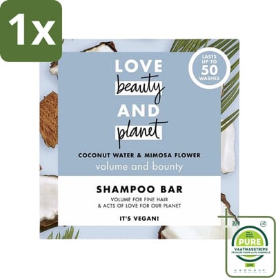 1 x Love Beauty and Planet - Shampoo Bar - Coconut Water & Mimosa Flower - Hydratatie & Volume - 90 g - Shampoo Bar - Kokoswater - Mimosa - Volume - Hydratatie