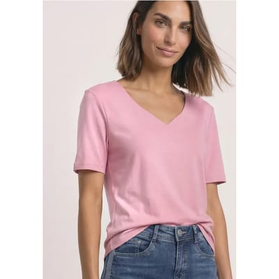 Shirt met korte mouwen en hartvormige halslijn