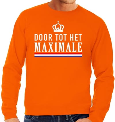 Oranje Door tot het maximale sweater - Trui voor heren - Koningsdag kleding S