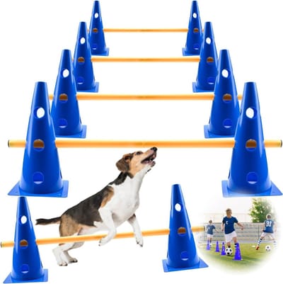 Sportieve Hordenset voor Honden en Kinderen, Obstakels voor Agility Training, 23 cm Hoog, 5 Stangen, Ideaal voor Paardrijden en Hondenactiviteiten, 80 cm Lang