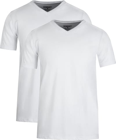 STØRVIK Extra lang T-Shirt 2-Pack Heren - Katoen - V-Hals - Maat 2XL - Wit