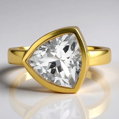 Cavill - Zilveren ring 925 Sterling verguld - Witte triljant kwarts 2,997 ct uit Brazilië - Elegante Monosono collectie - Damesring
