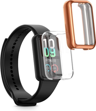 kwmobile 2x smartwatch hoes geschikt voor Amazfit Band 7 hoesje - Siliconen sporthorloge cover - Activity tracker case in zwart / zilver