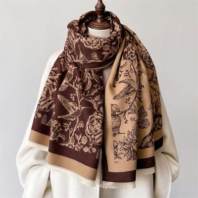 Winter Warme Kasjmier Sjaal voor Vrouwen Luxe Print Pashmina Sjaal Wikkel Halsdoek Vrouwelijke Bufanda Echarpe Design Hoofdband brown