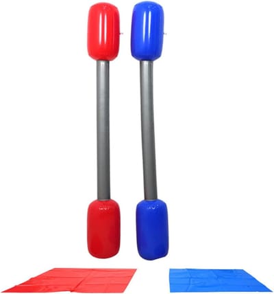 Opblaasbaar Gladiatorspel - Stokken En Mattenset - Buitengevechten Spel - Duurzaam PVC Materiaal - 17x17x143cm - Veelkleurig