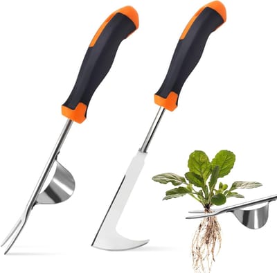 Wortelwieden Set - Onkruidsteker Tuin - Onkruid Verwijderen - Roestvrij Staal - 35 cm Lengte - Zilverkleurig