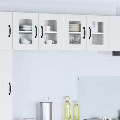 vidaXL Wandglas Kasten LUCCA 2 pcs Wit 60 x 31 x 40 cm Bewerkt hout