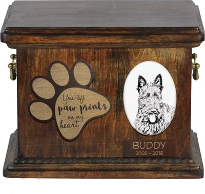 Persoonlijke urn voor Scottish Terrier met foto van je hond