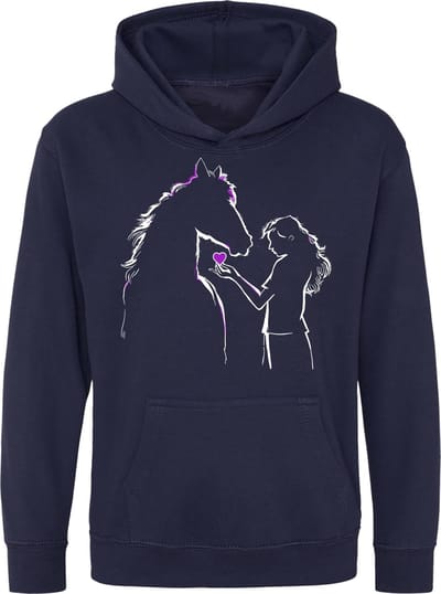 Dailygoods- Sweater Meisje Paarden Liefde - Hoodie - Kinderhoodie - Paarden Kleding - Dubbellaagse Capuchon - 70% Katoen/30% Polyester