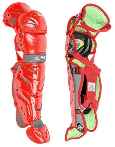 All Star LG912S7X Young System 7 Axis Pro Leg Guard | 13,5¨ Inch Kleur Scarlet voor Sport Honkbal/Softball