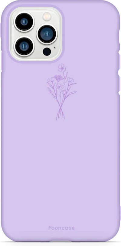 Fooncase Hoesje Geschikt voor iPhone 13 Pro Max - Shockproof Case - Back Cover / Soft Case - Lila / veldbloemen