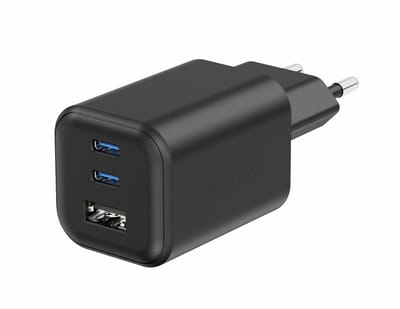 Swissten 65W 2x USB-C & USB-A Reisoplader - 22071410 - Zwart